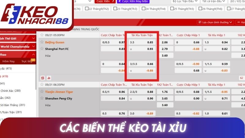 Tài Xỉu Bóng Đá: Hướng Dẫn Chuẩn Xác Cho Người Mới 3 Các biến thể kèo tài xỉu